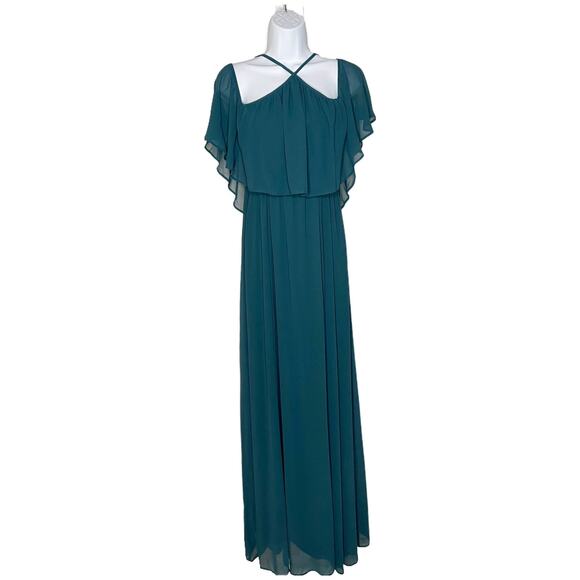 Show Me Your MuMu Rebecca Ruffle Dress Medium Deep Jade NWOT - Picture 5 of 13